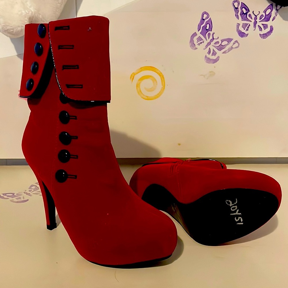 Red velvet boots